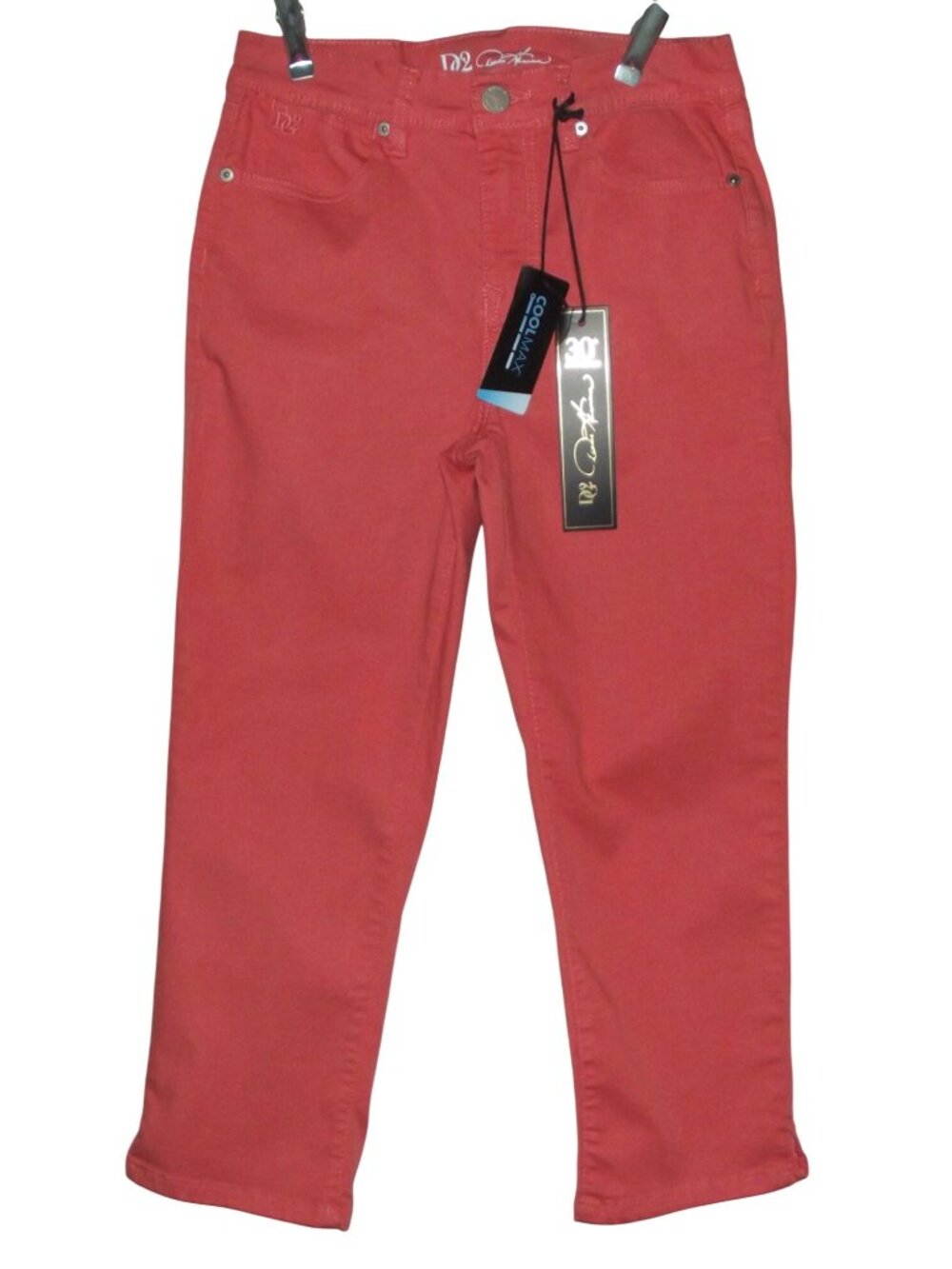 DG2 Diane Gilman Crop Jeans Womens 6P x 23" Coral Pink "Coolmax Denim"
